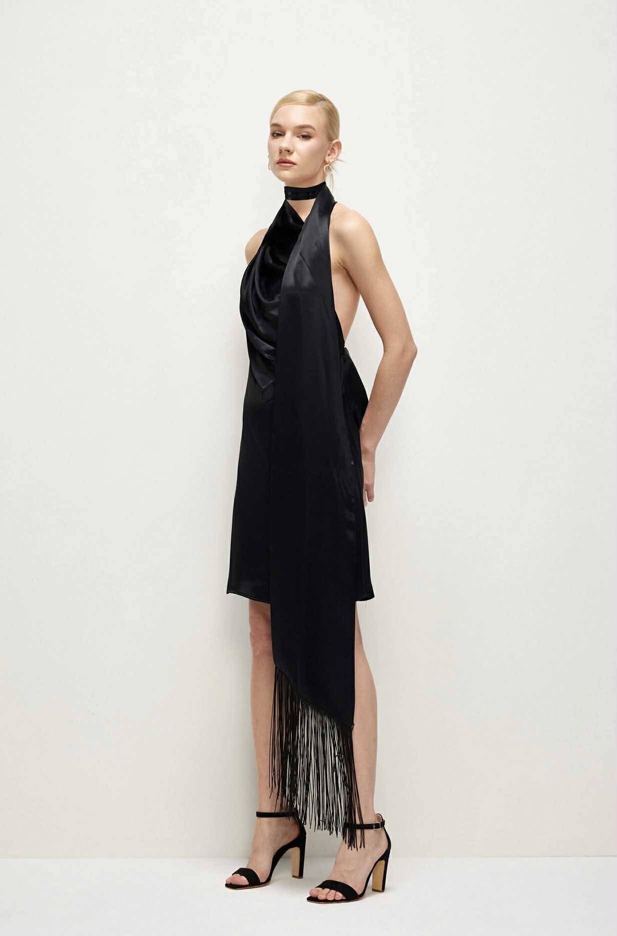 Midnight Fringe Halter Dress – Last Piece

فستان ميدنايت الأسود بشراريب – آخر قطعة