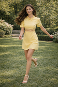 Yellow Lace Waist Summer Dress – Imported (Last Piece Sale) فستان صيفي أصفر بخصر دانتيل – مستورد تركي (تصفية آخر قطعة)