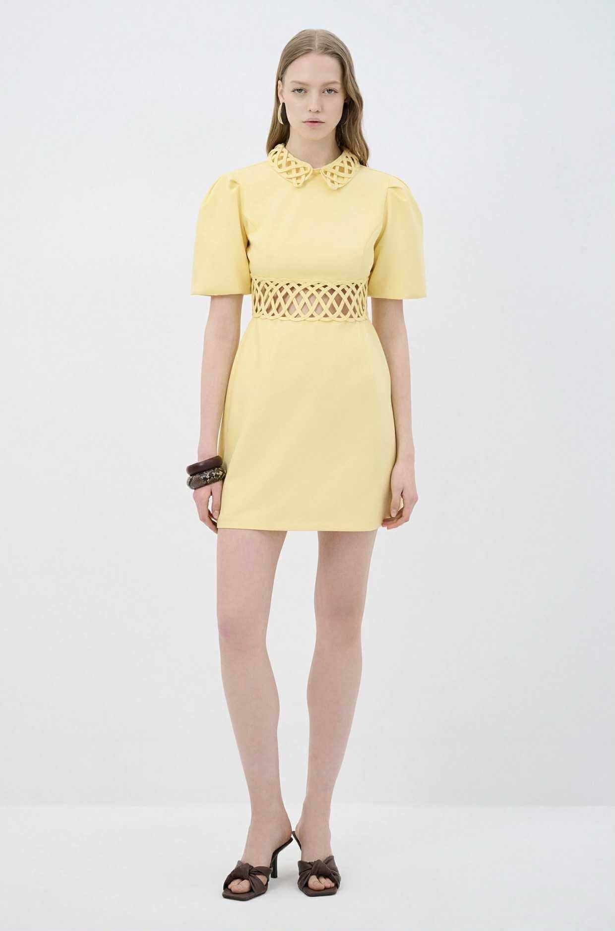 Yellow Lace Waist Summer Dress – Imported (Last Piece Sale) فستان صيفي أصفر بخصر دانتيل – مستورد تركي (تصفية آخر قطعة)