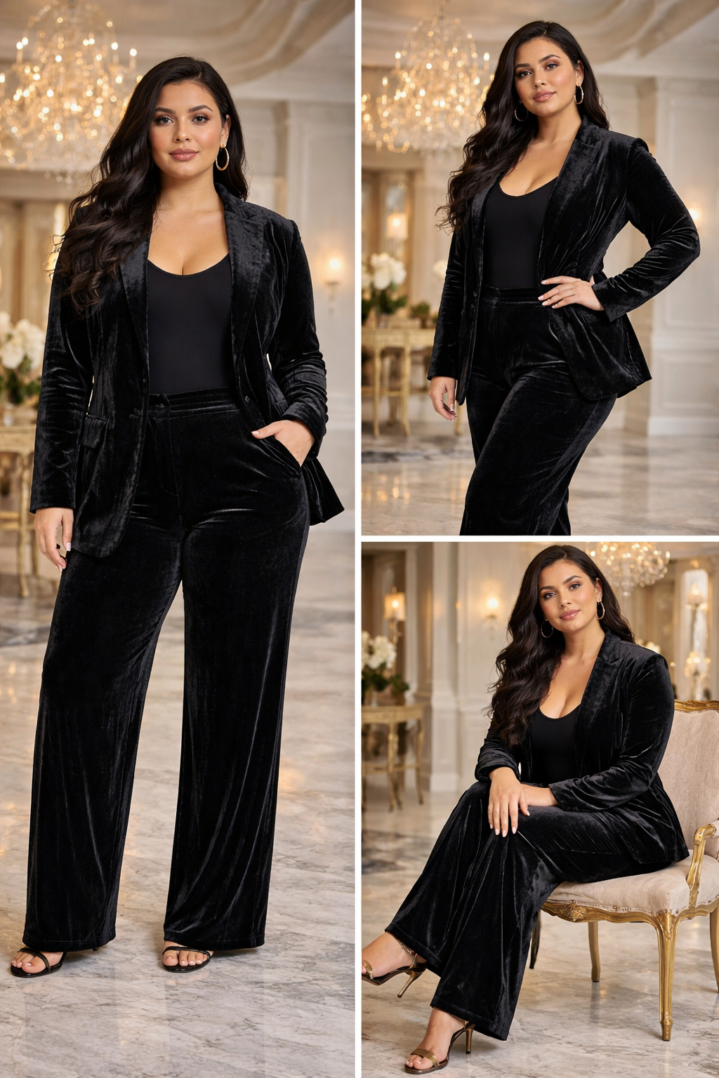 Big Size- Black Velvet Suit -Winter Clearance  بدلة مخمل اسود فاخرة -تصفية شتوية