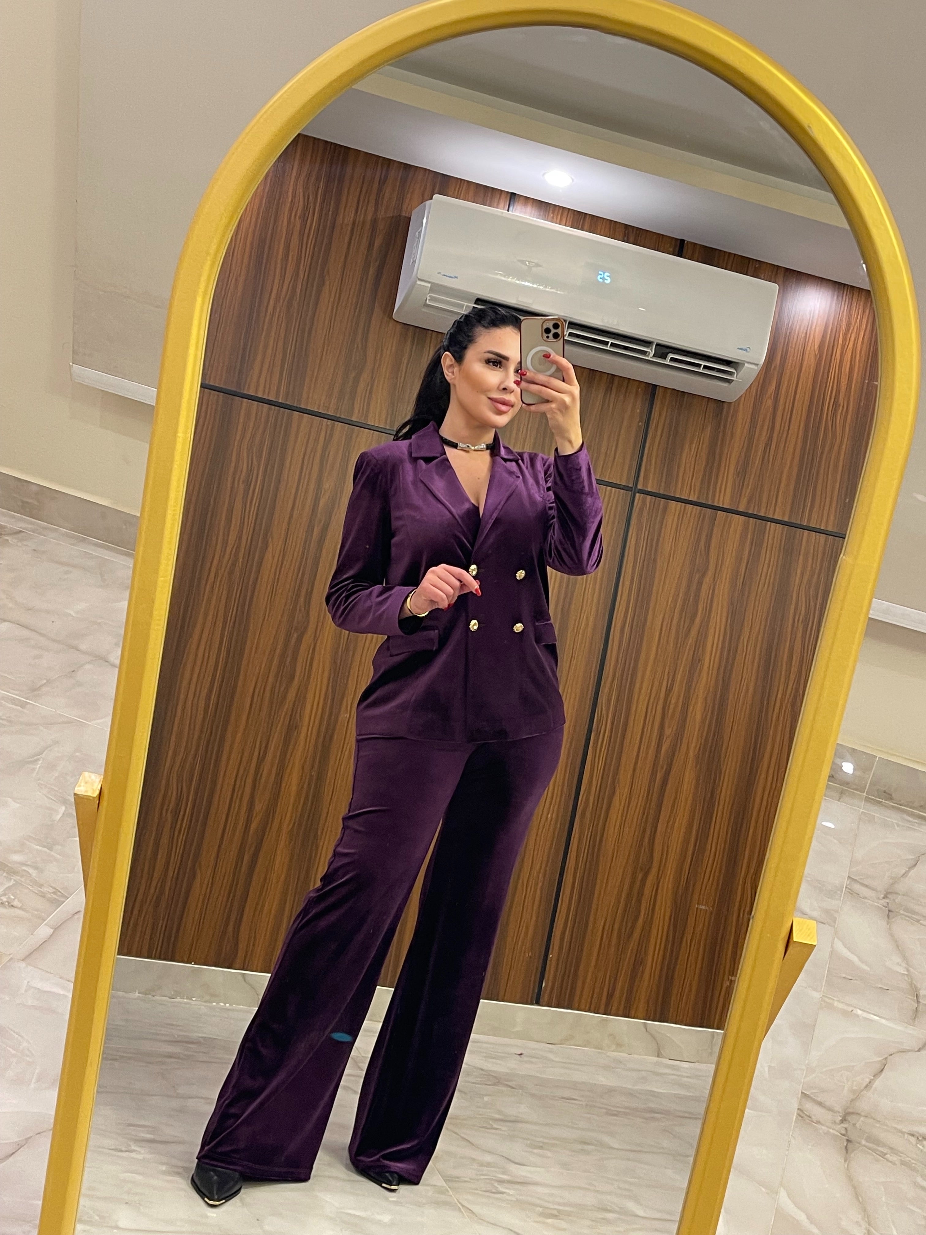 Mauve velour suit