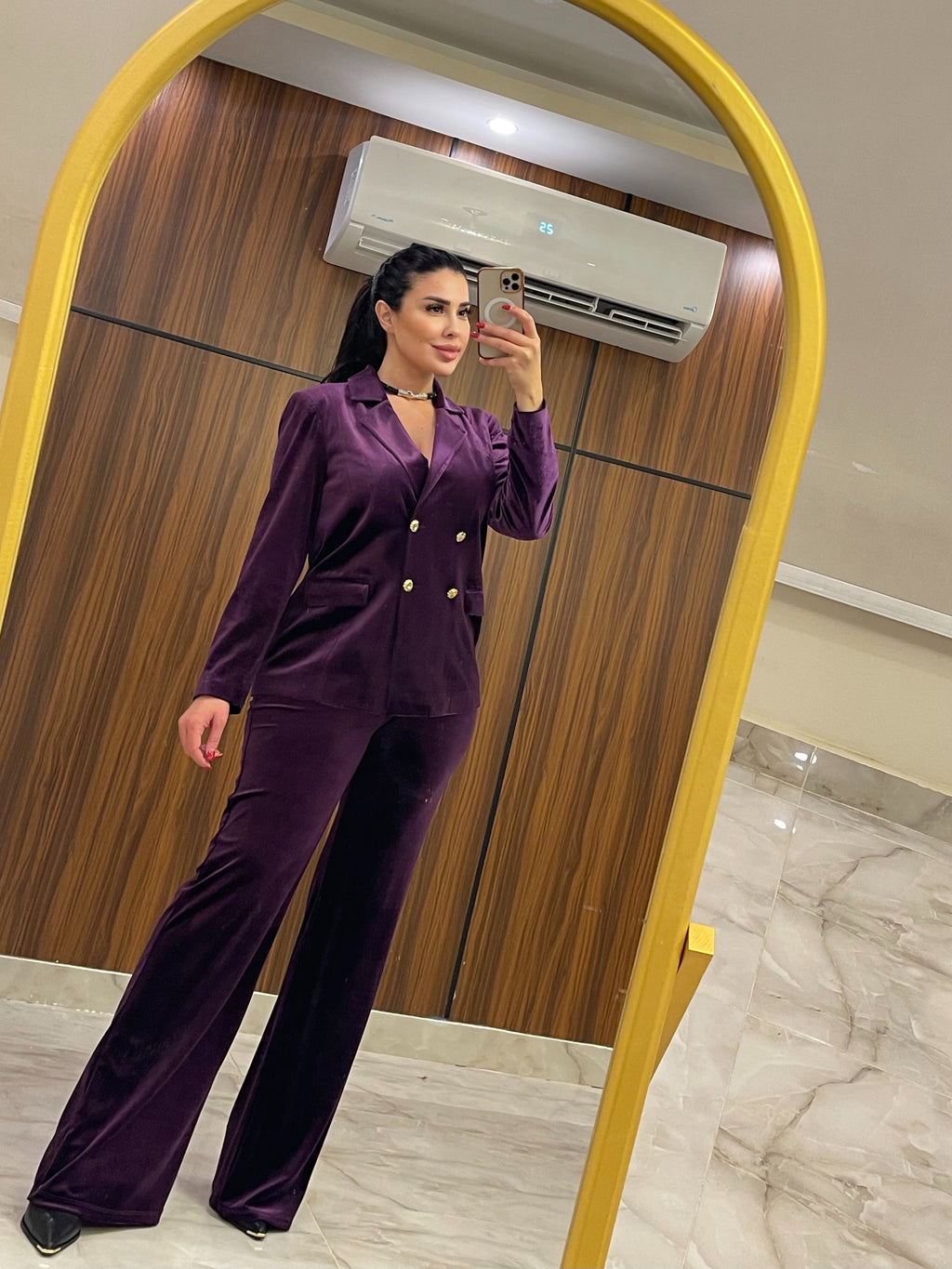 Mauve velour suit