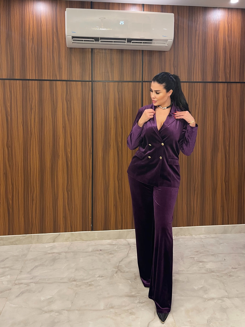 Mauve velour suit